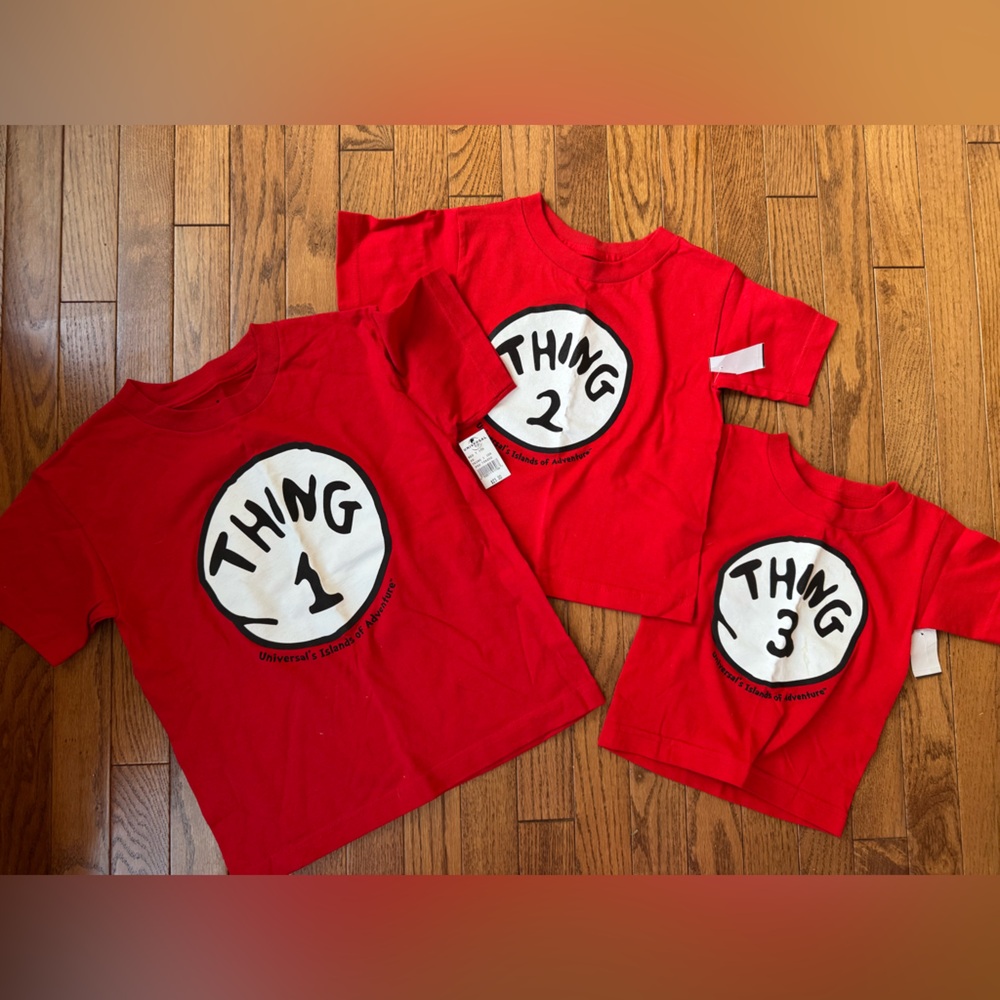 NWT Universal Studios Kids Thing 1 (XS), Thing 2 (4T), Thing 3 (2T) T-shirt LOT